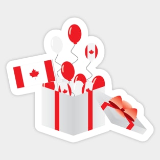 Canada Red and White party - Canada Flag and Balloons Sticker